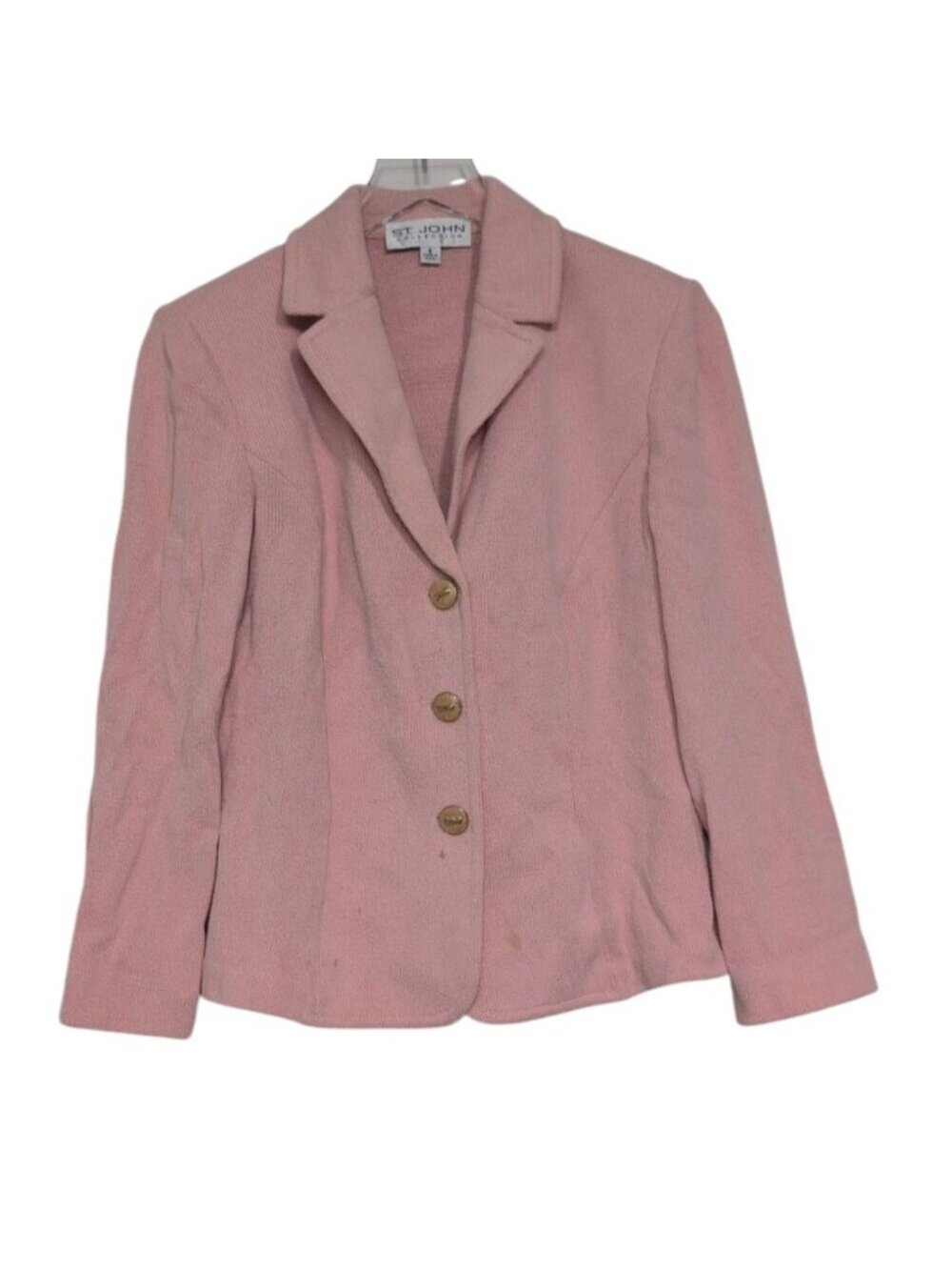 St John Collection Santana Knit Blazer Womens Size 8 Pink Notch Collar